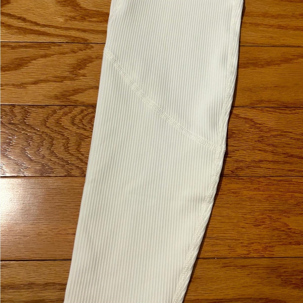 White Ribbed Leggings - Picture 2 of 7
